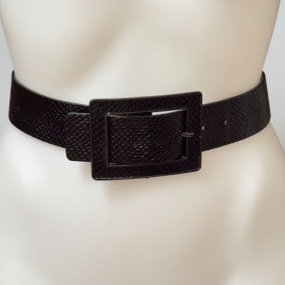 Women’s Belt Glossy Black Snake Embossed PU/Bonded Leather Size M - Picture 8 of 8